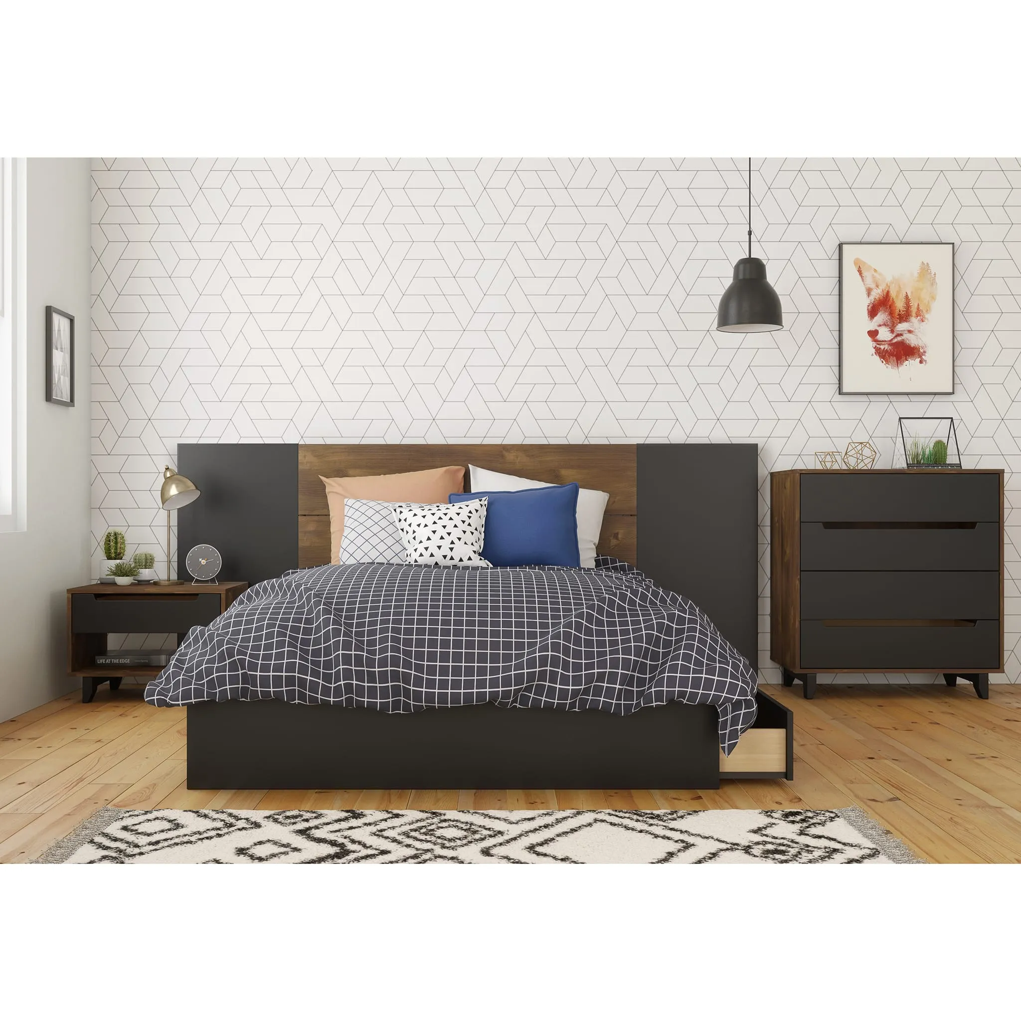 Nexera Bureau 4 Tiroirs Aston - Truffe et Noir