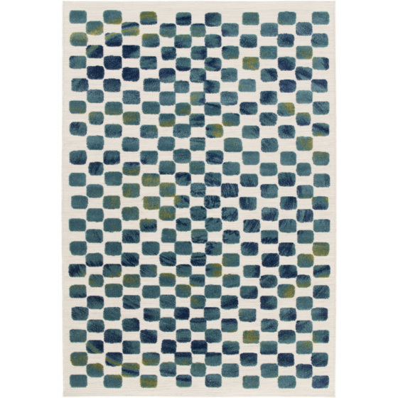 Tapis intérieur et extérieur motif géométrique - idylle - bleu et vert - 123 x 170 cm