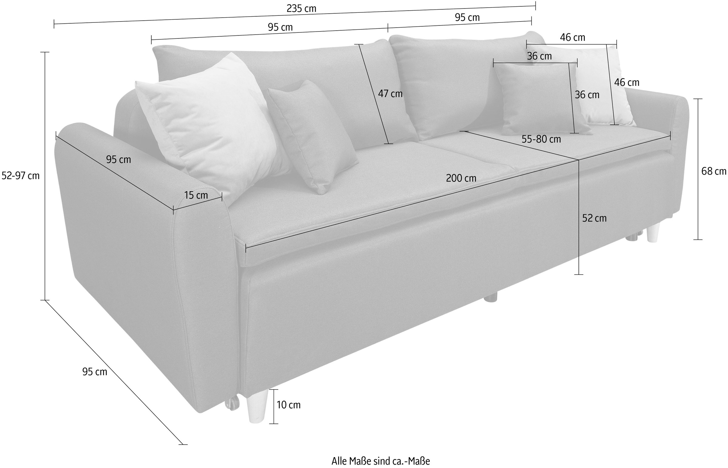 INOSIGN Schlafsofa »Anika« mit Boxspringaufbau, Bettfunktion & Bettkasten, Dauerschlafsofa