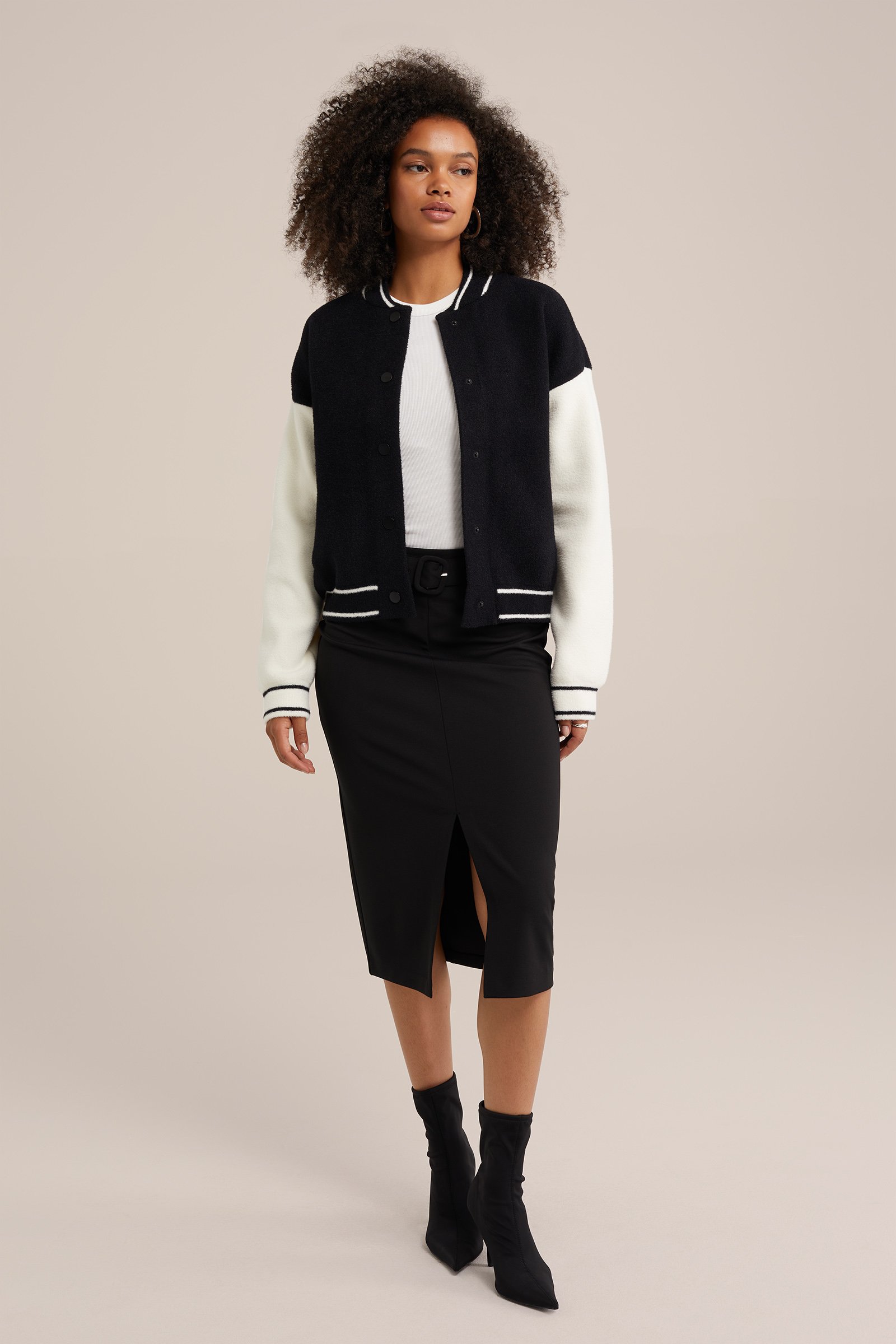 rok met ceintuur WE Fashion Zwart