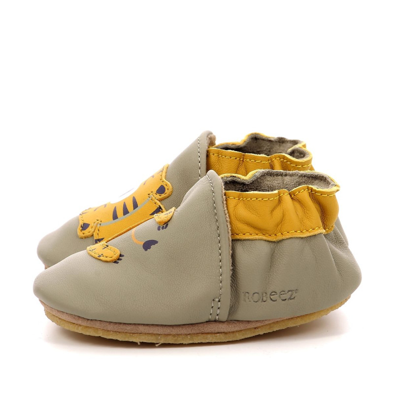 Robeez Robeez Chaussons Crêpe Tiger Nap Kaki