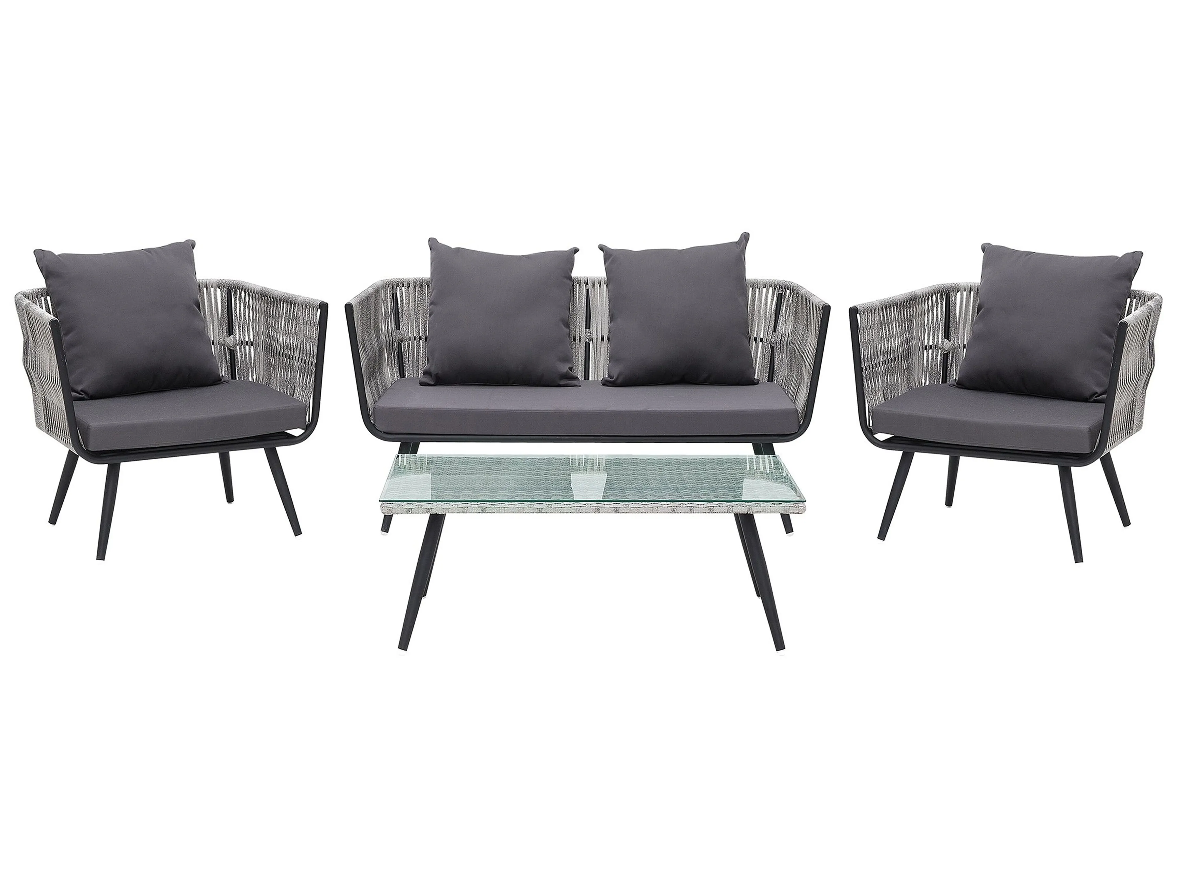 Loungeset met tafel 4-zits RAGUSA PE rotan Grijs