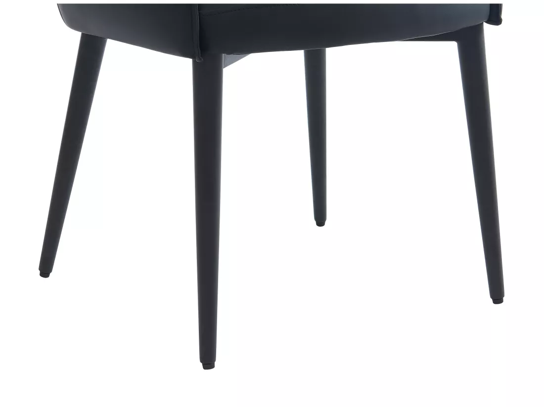 Lot de 2 chaises avec accoudoirs en simili et métal - Noir - MIALOV