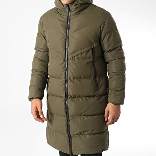 Doudoune Capuche Longue Vert Kaki