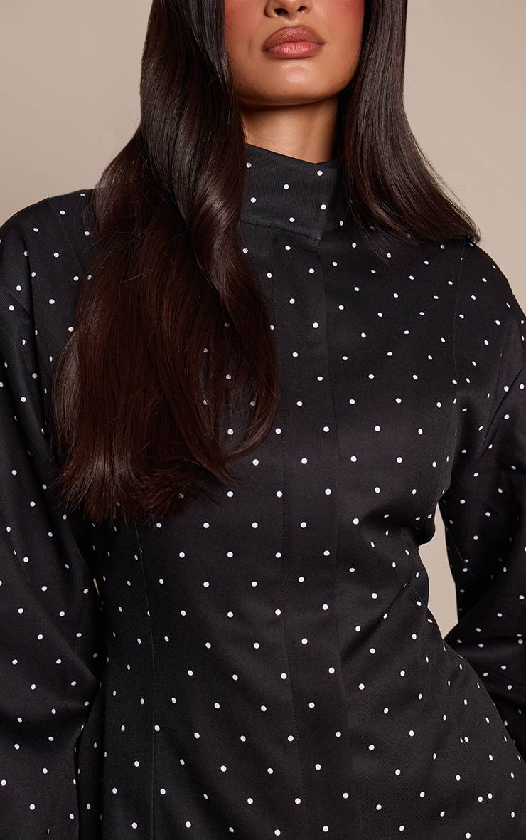 Noir Veste Cintrée À Manches Cocon À Pois