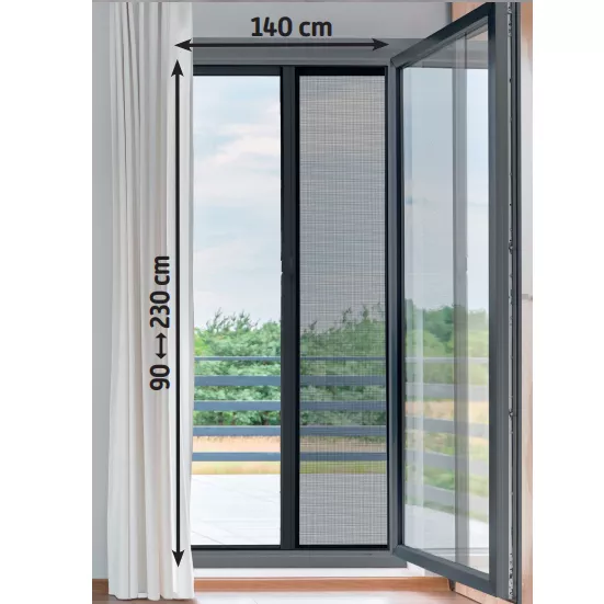 Moustiquaire porte fenêtre enroulable latérale (140 x 230 cm) Moustyk Gris