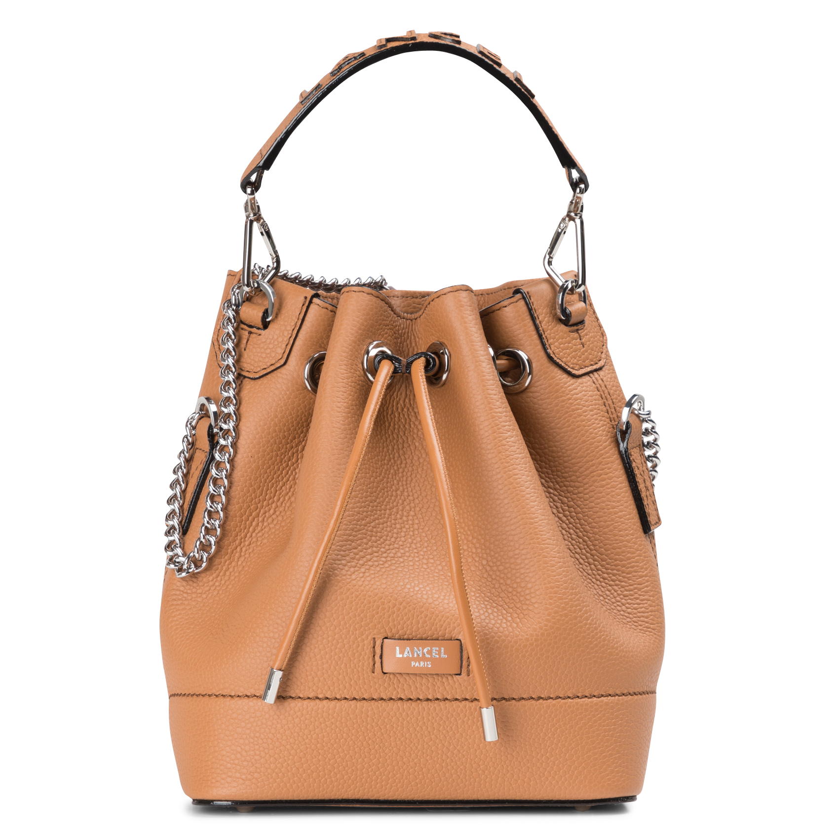 NINON - Sac seau en cuir grainé | Beige