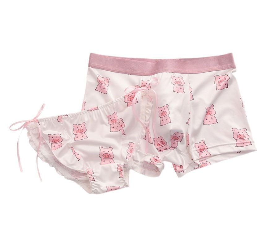 Pancherry - Matching set voor koppels: boxershorts met print + slipje