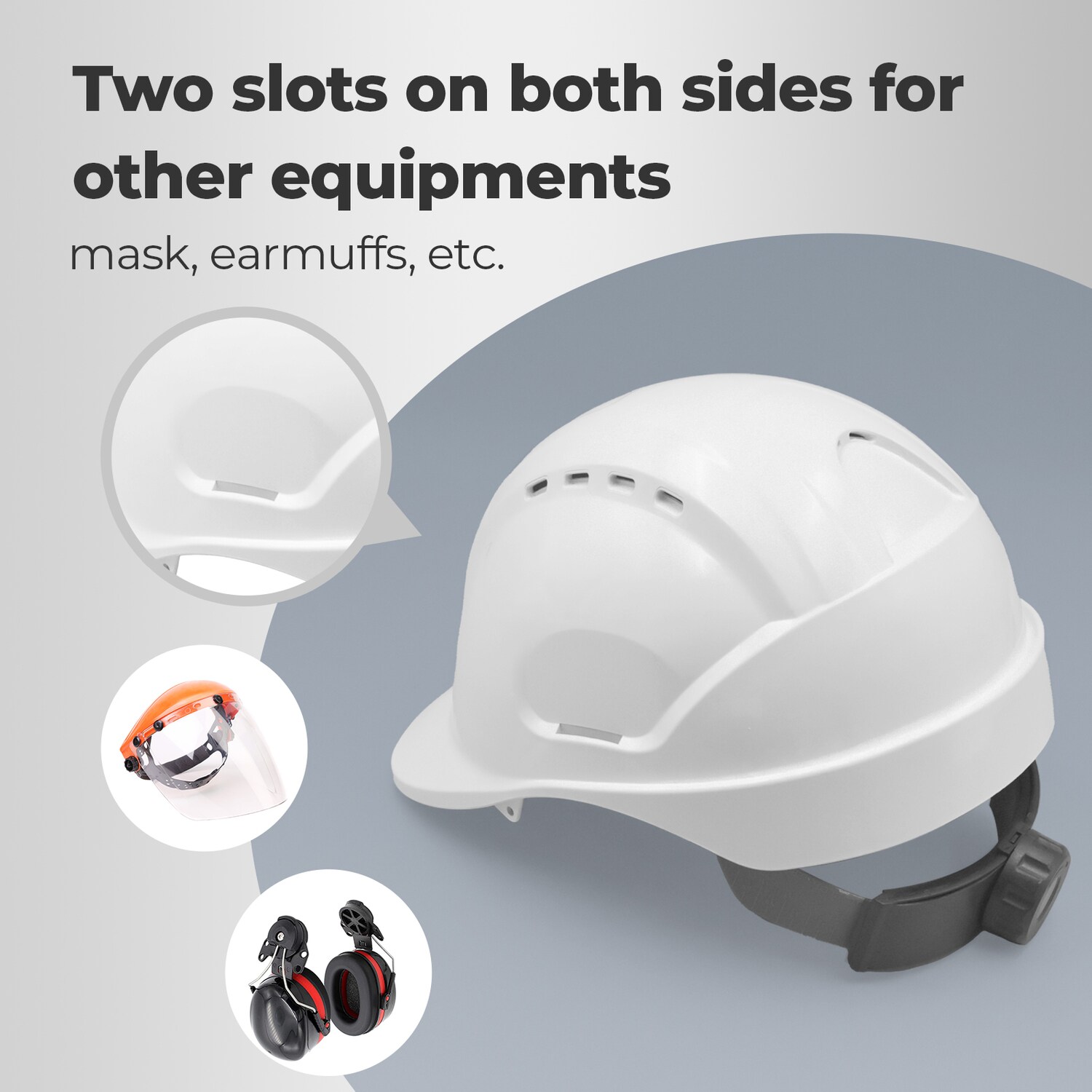 Mustbau MBU-GM16-WHI Bauhelm,Schutzhelm,Arbeitshelm,Bauarbeiterhelm,52-66cm Einstellbar