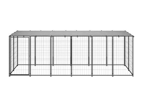 Chenil extérieur cage enclos grise 330 x 110 x 110 cm 02_0000525