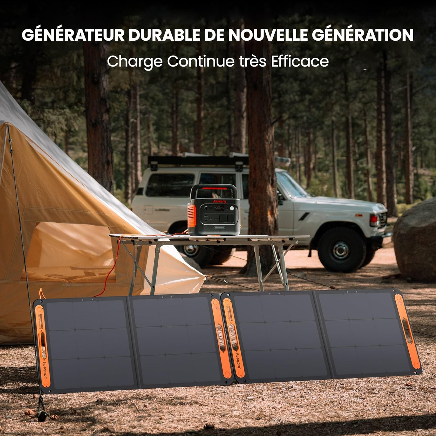 Jackery Explorer 1000 v2 Générateur Électrique Portable avec 200W Panneau Solaire, 1070Wh Batterie LFP, 1500W CA/100W USB-C Sortie, Charge Complète Rapide 1H via APP pour Plein Air,Camping-car,Urgence