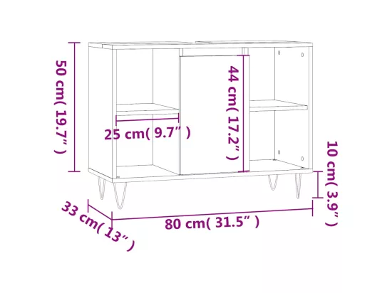 Armoire de salle de bain blanc 80x33x60 cm bois d'ingénierie