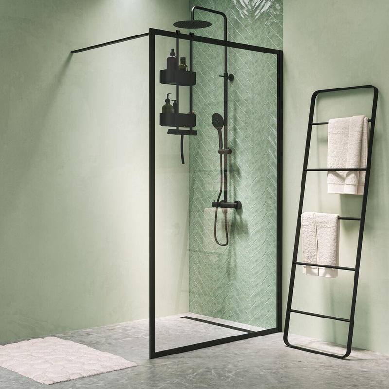 Sealskin Contour Inloopdouche type A3 88x200 cm, 6 mm helder veiligheidsglas met antikalklaag Mat zwart