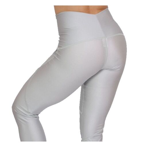 Calça Capri Esportiva Feminina, Prata Brilhante