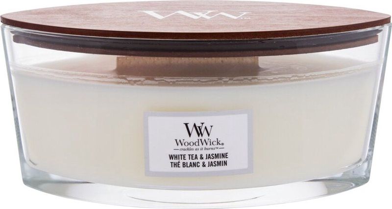 WoodWick - Ellipse - Geurkaars - White Tea & Jasmine - Houten Lont