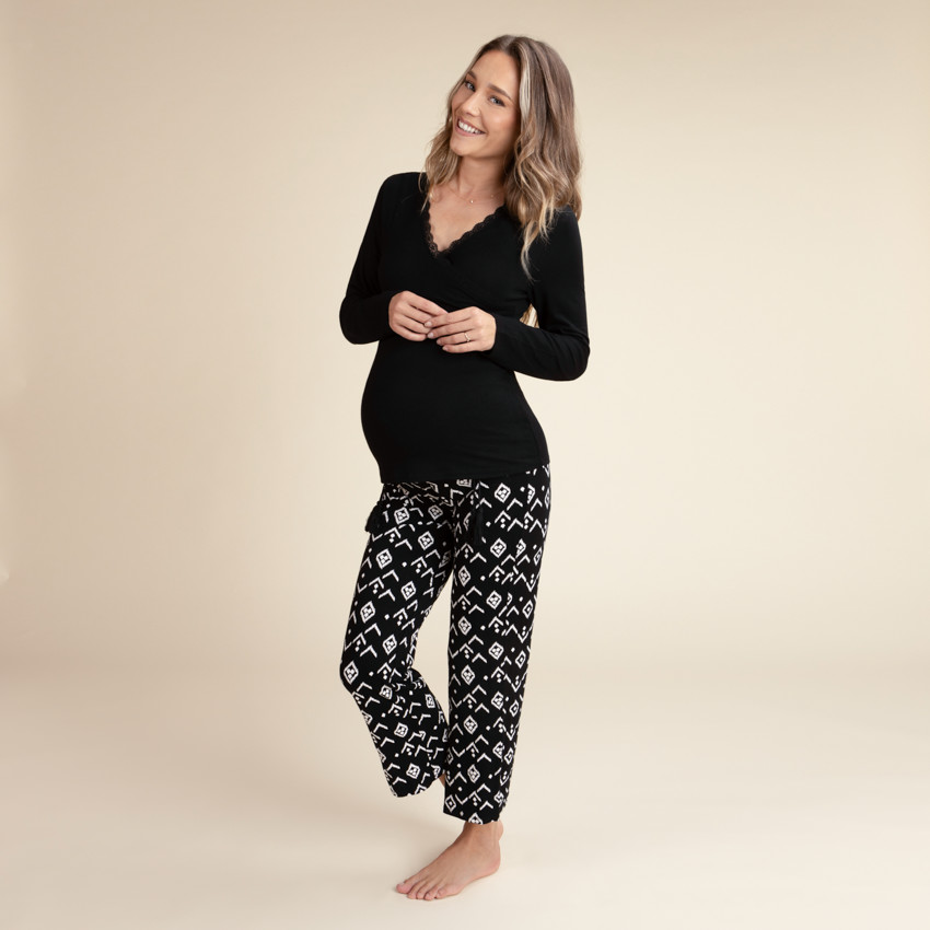 Pantalon de pyjama de grossesse imprimé ethnique