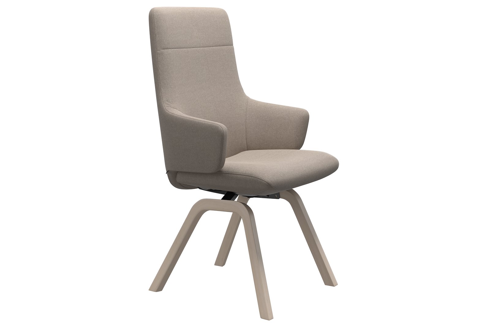 Chilli spisestol Tekstil Tulip Light Beige, large sete med whitewash understell