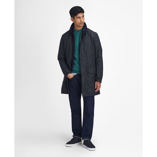 Barbour Wax Mac Frakke, Navy/Greenloch Tartan, L