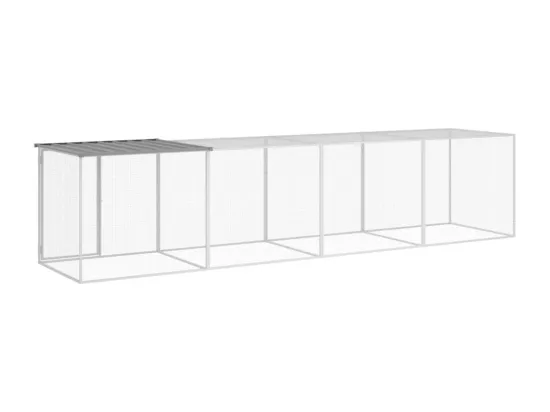 Poulailler avec toit gris clair 403x98x90 cm acier galvanisé