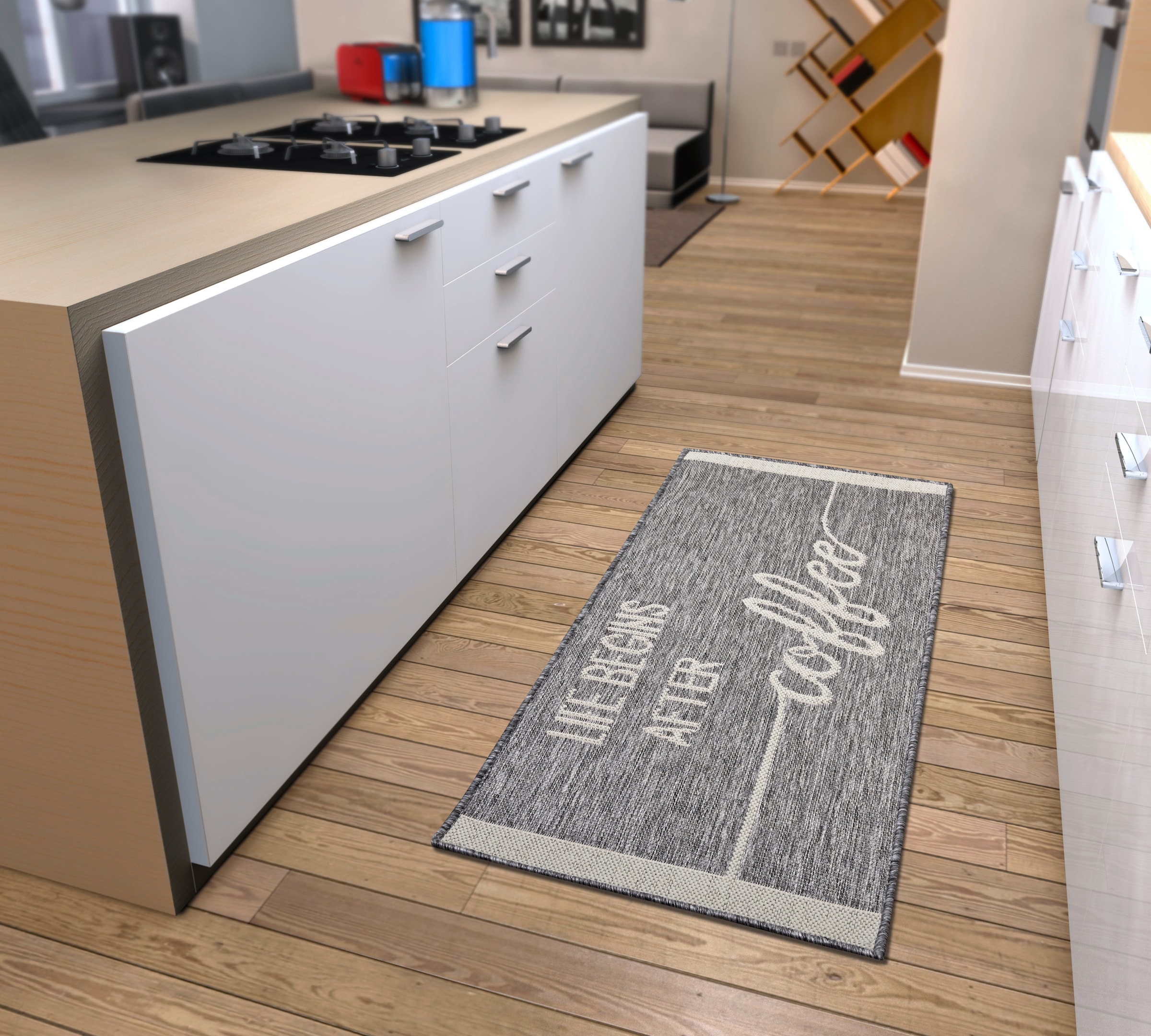 HANSE Home Küchenläufer »Life Begins After Coffee« rechteckig 5 mm Höhe Läufer, Rutschfest, Küchenteppich, Küche, Teppich, Pflegeleicht