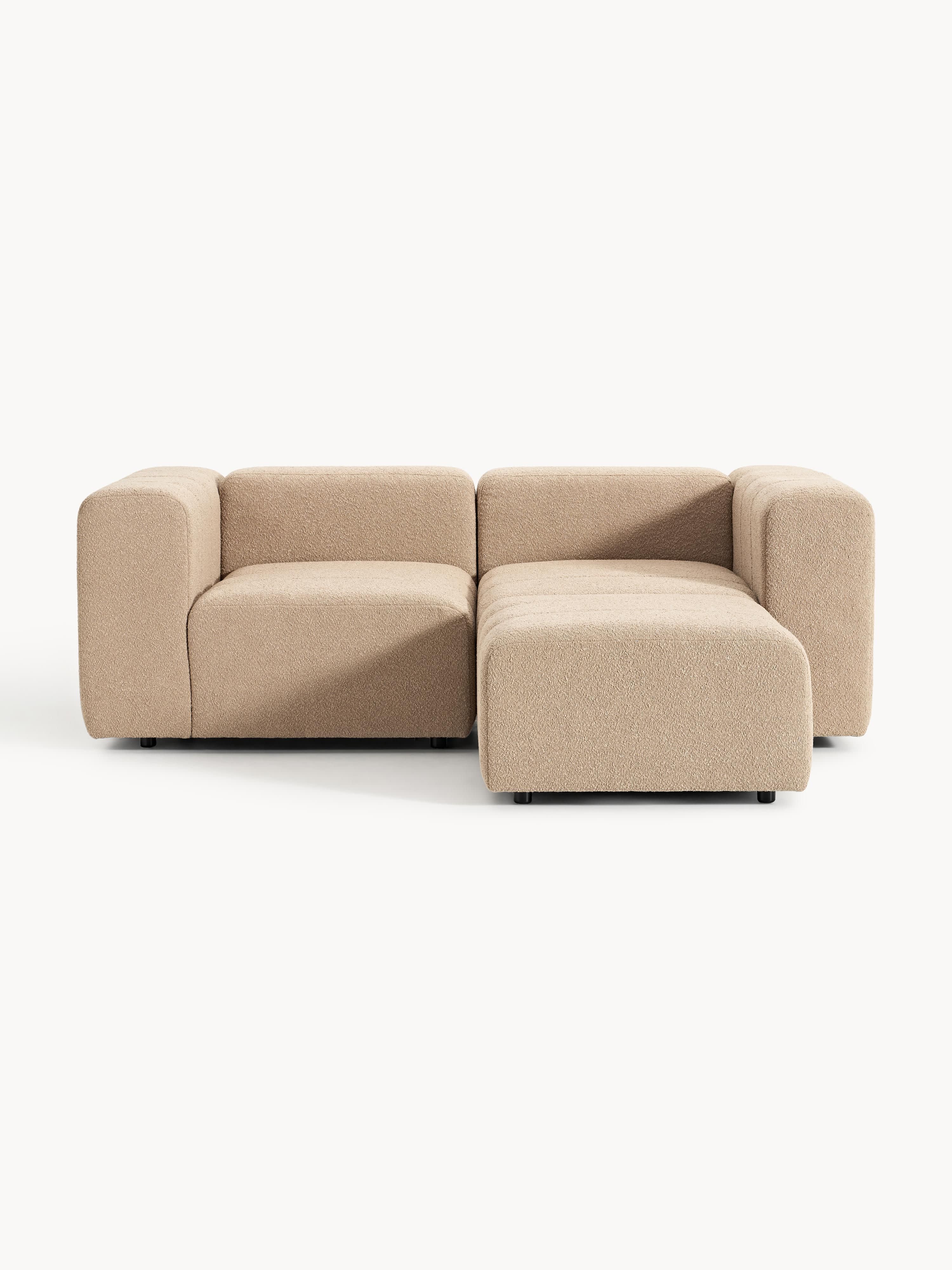 Modulaire bouclé bank Lena (3-zits) met poef (links/rechts)