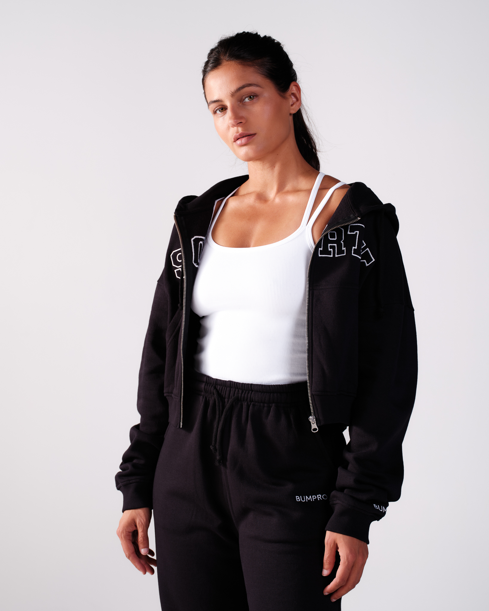 Bumpro Cropped Zip Hoodie Black\Sporty