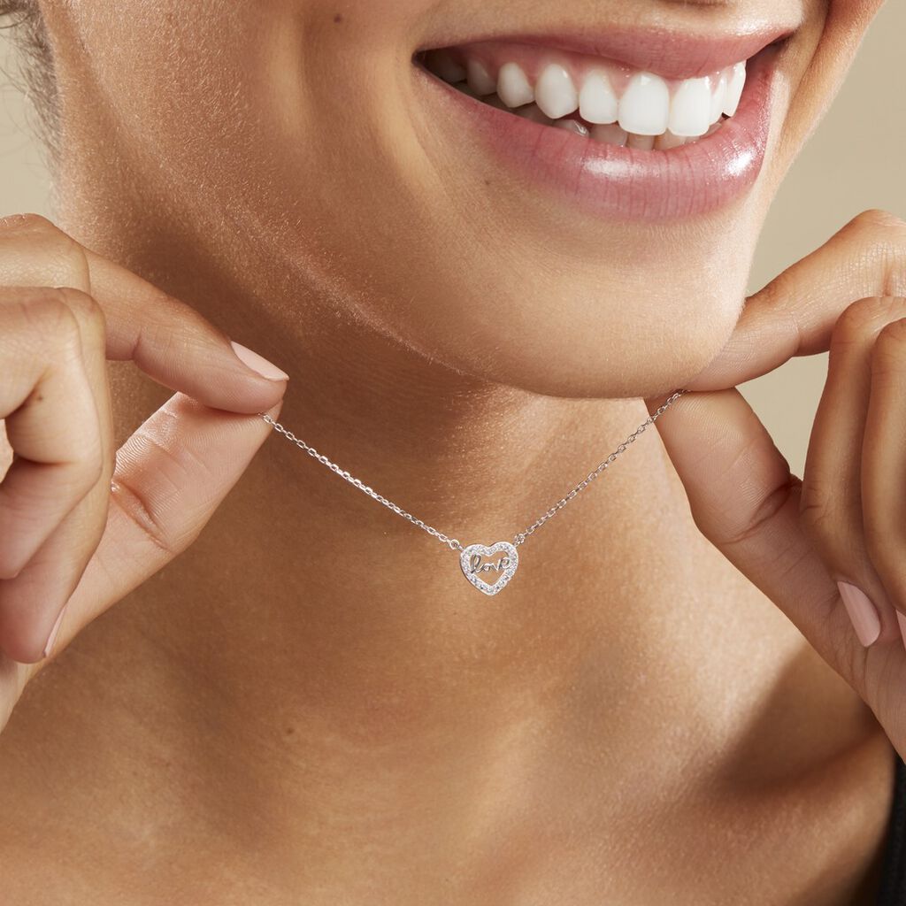 Collier Delicata Argent Blanc Oxyde De Zirconium