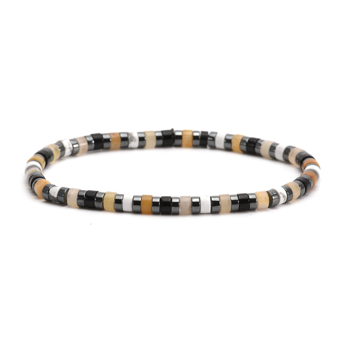 Bracelet Perles Heishi  Turquoise Blanche Hématite Agate Noir 4mm-Large-20cm