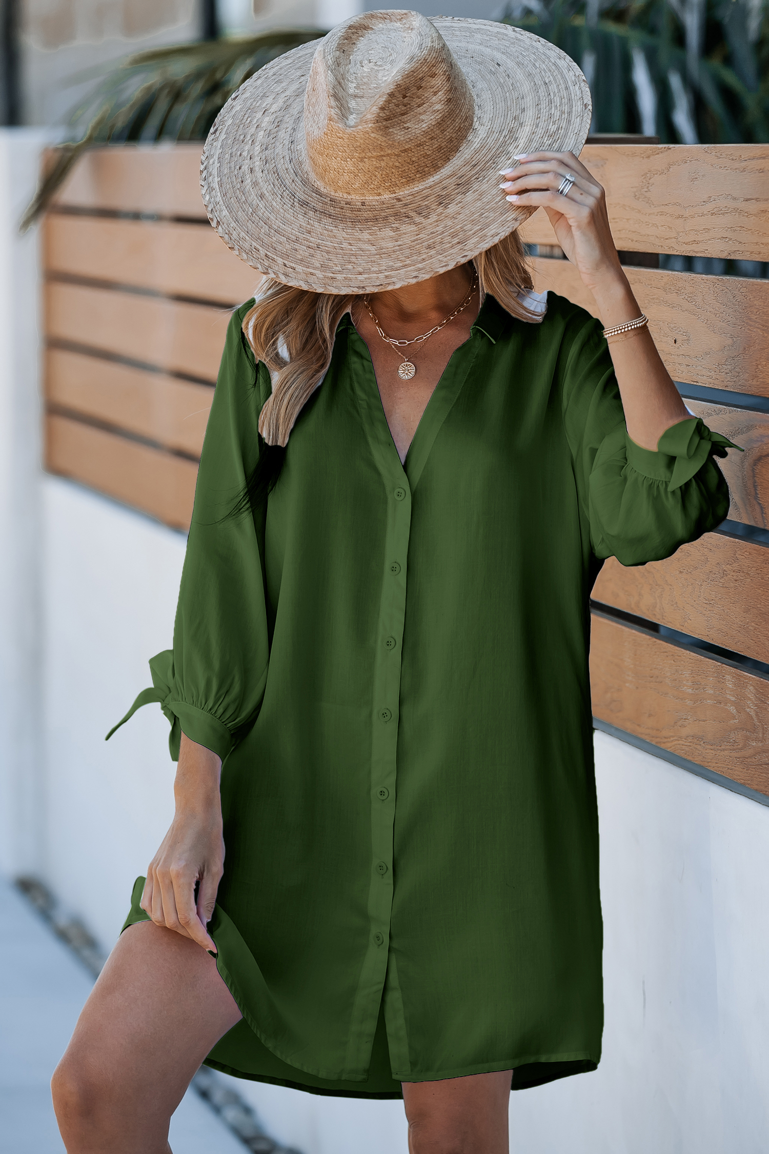 Robe cover up à lacer verte