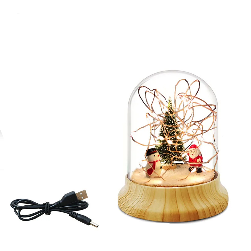 (5-tlg. Set) Ø11x13cm 20 LED's Acryl Weihnachts Licht DIY Winter Kuppel USB Home Deko Beleuchtung (Batteriebetrieben) - Warmweiss