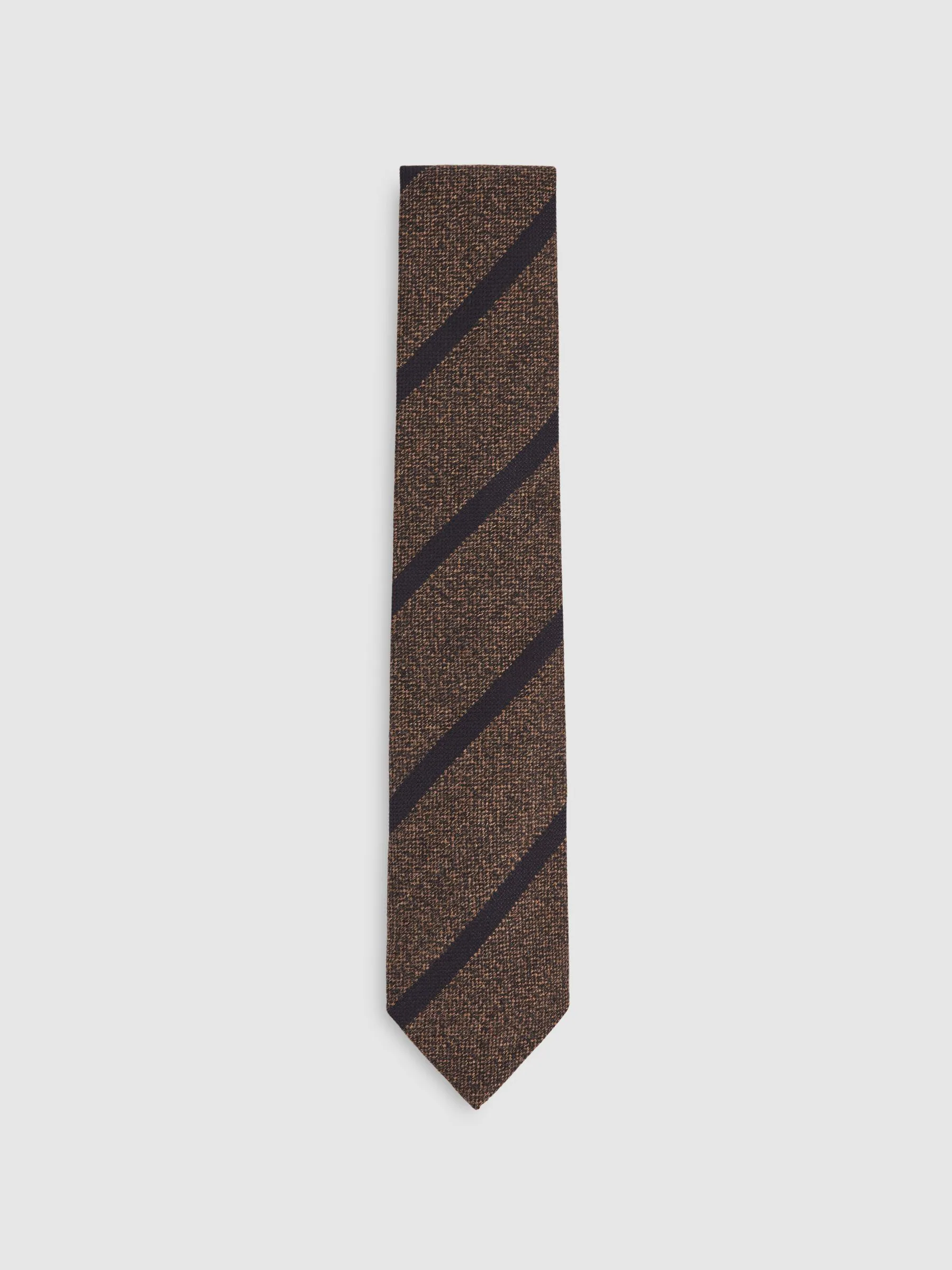 Chocoladebruin - Reiss Sante Wool-Silk Striped Tie