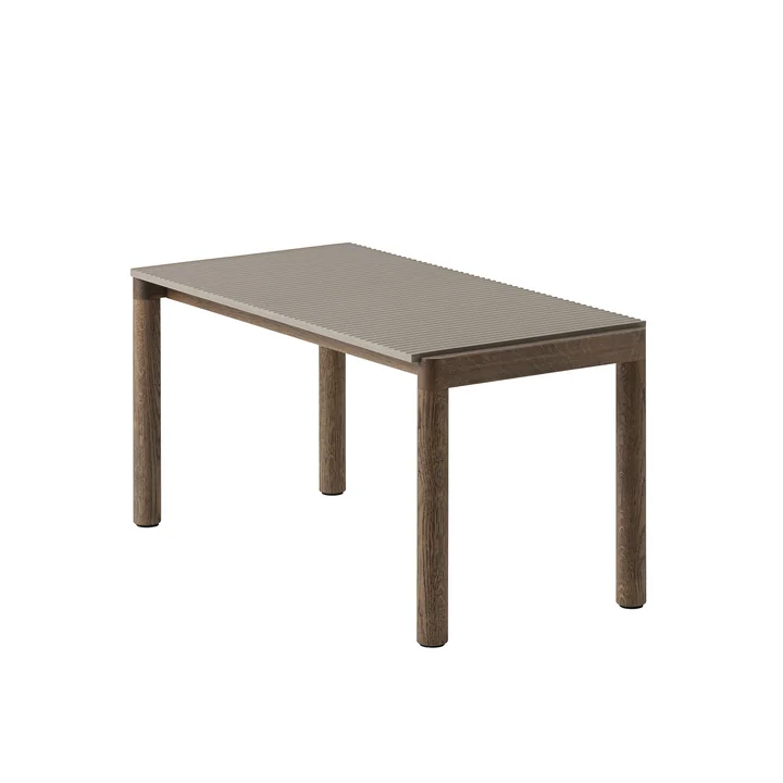 Muuto - Couple Couchtisch, 84 x 40 cm, 1 Wavy, Eiche dunkel geölt / taupe