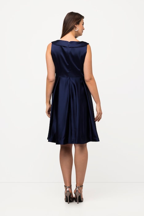 Abendkleid, A-Linie, drapiert, V-Ausschnitt, ärmellos