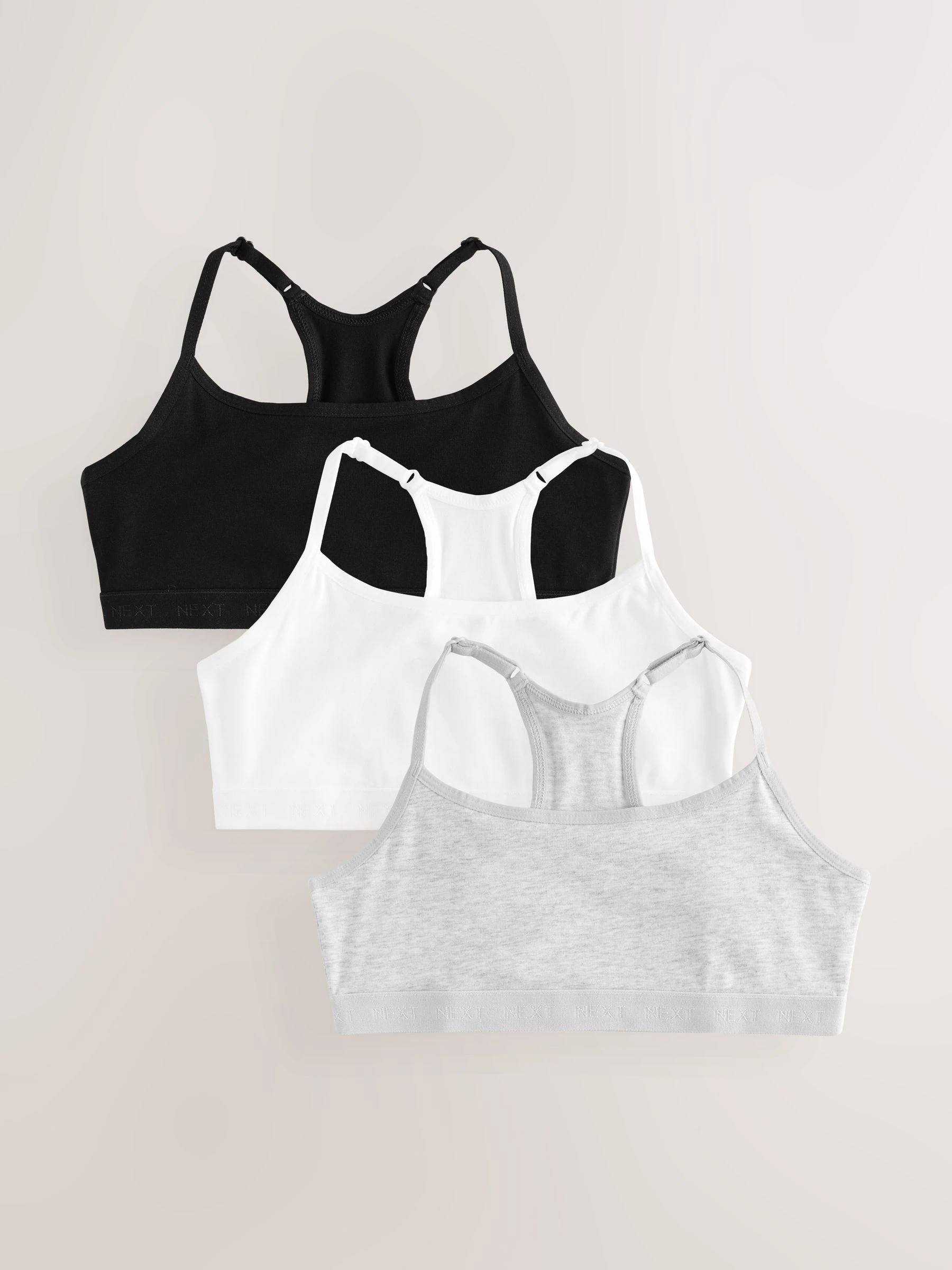 Zwart/wit - Set van 3 cropped tops met racerback en bandjes (5-16jr)