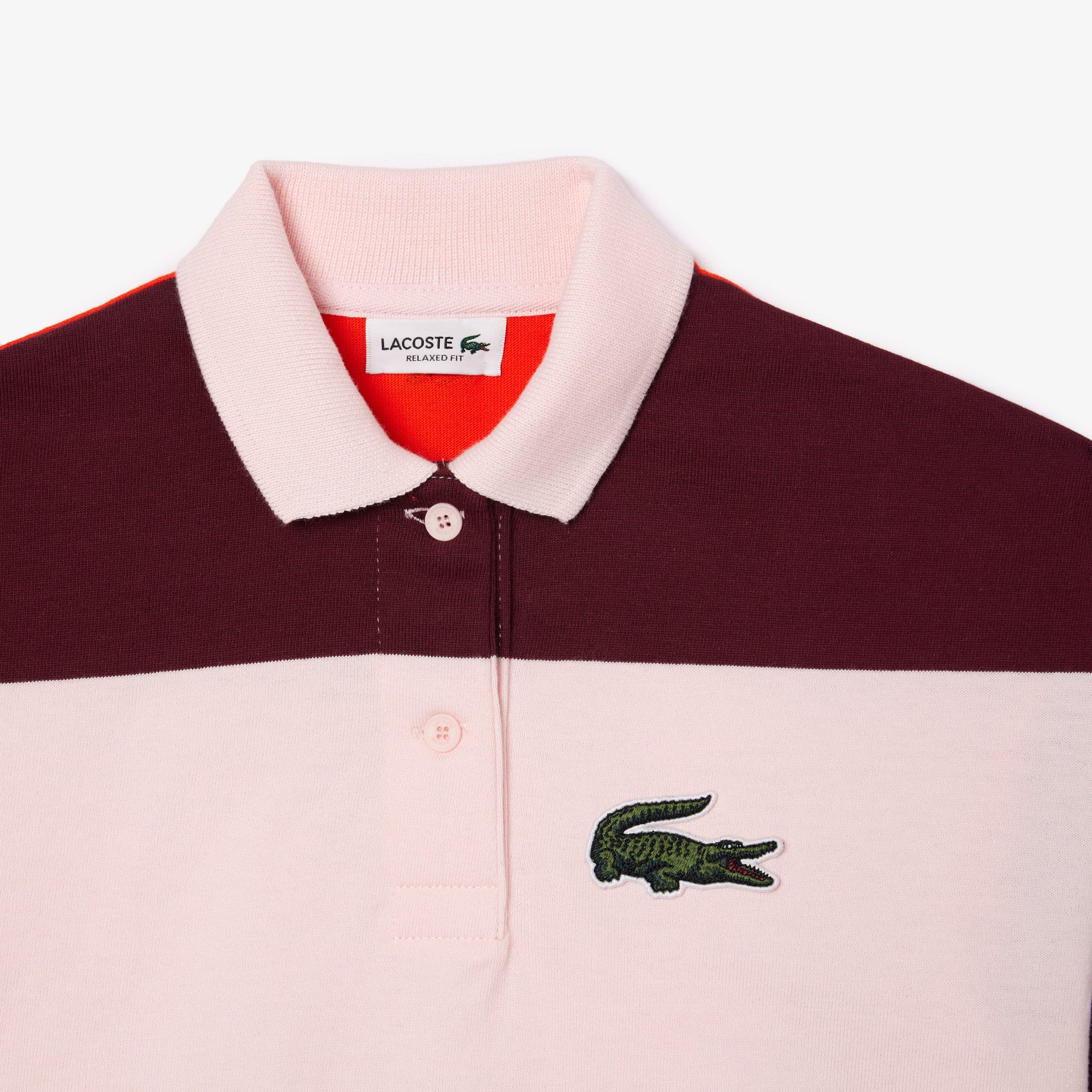 Polo à rayures en jersey épais de coton Polos - Rose - Lacoste - Fille