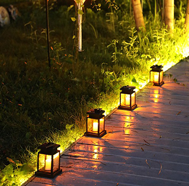 (13x9cm) LED Solar Lampe Outdoor Laterne Gartenleuchte Spritzwassergeschützt IP65 - Kerze (Warmweiss)