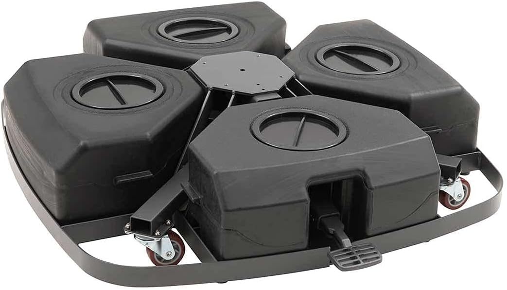 OUTLIV. Schirmständer Roma, quadratisch, befüllbar, rollbar mit Fußpedal, für Ampelschirme, Stahl, 31 kg, stabil, Anthrazit, 90x90x20 cm