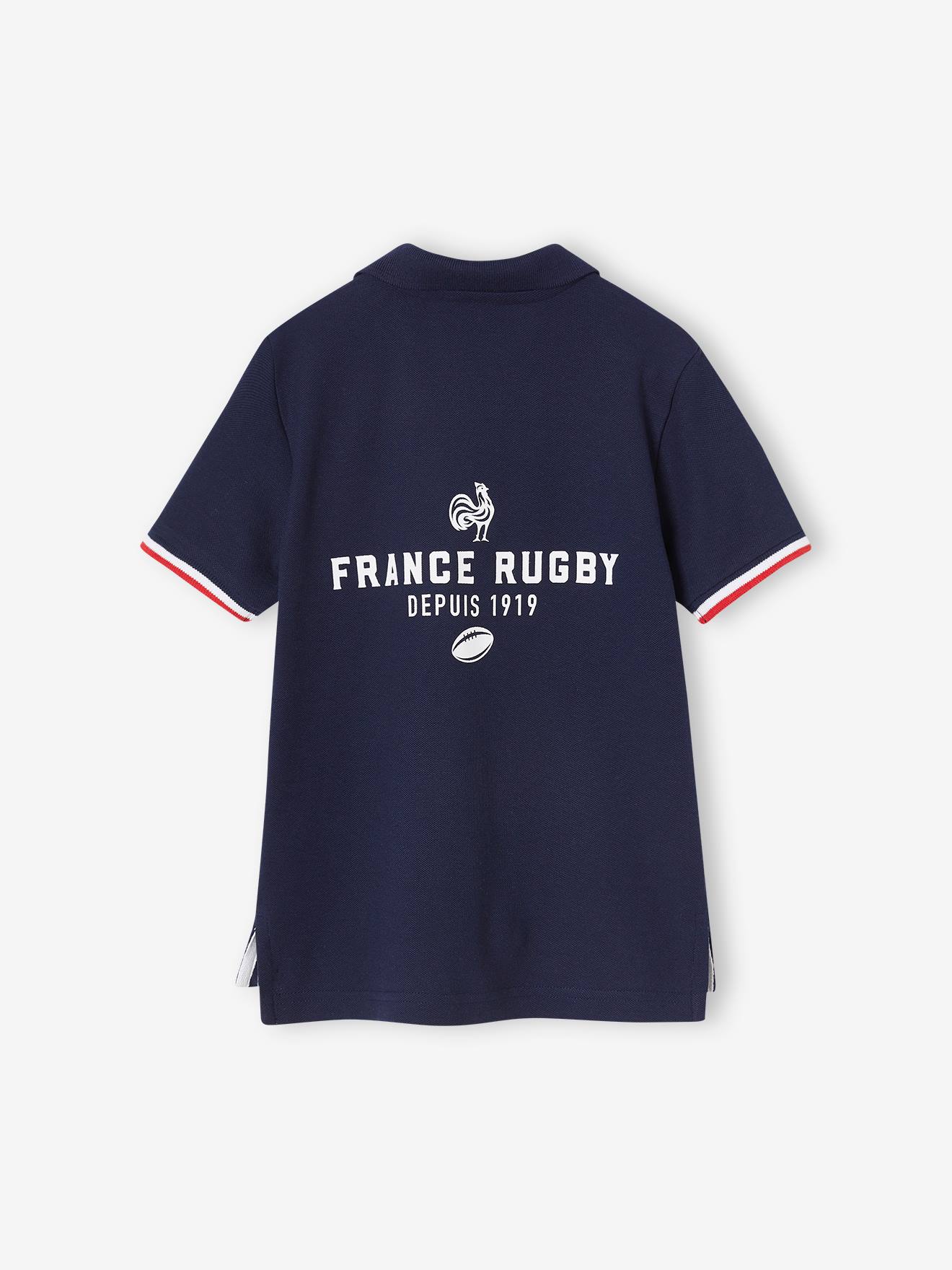 Camisa polo infantil de manga curta da France Rugby®, azul marinho