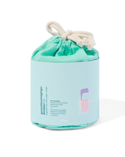 lingettes nettoyantes visage réutilisables avec sachet de lavage et de rangement 8 cm - lot de 4