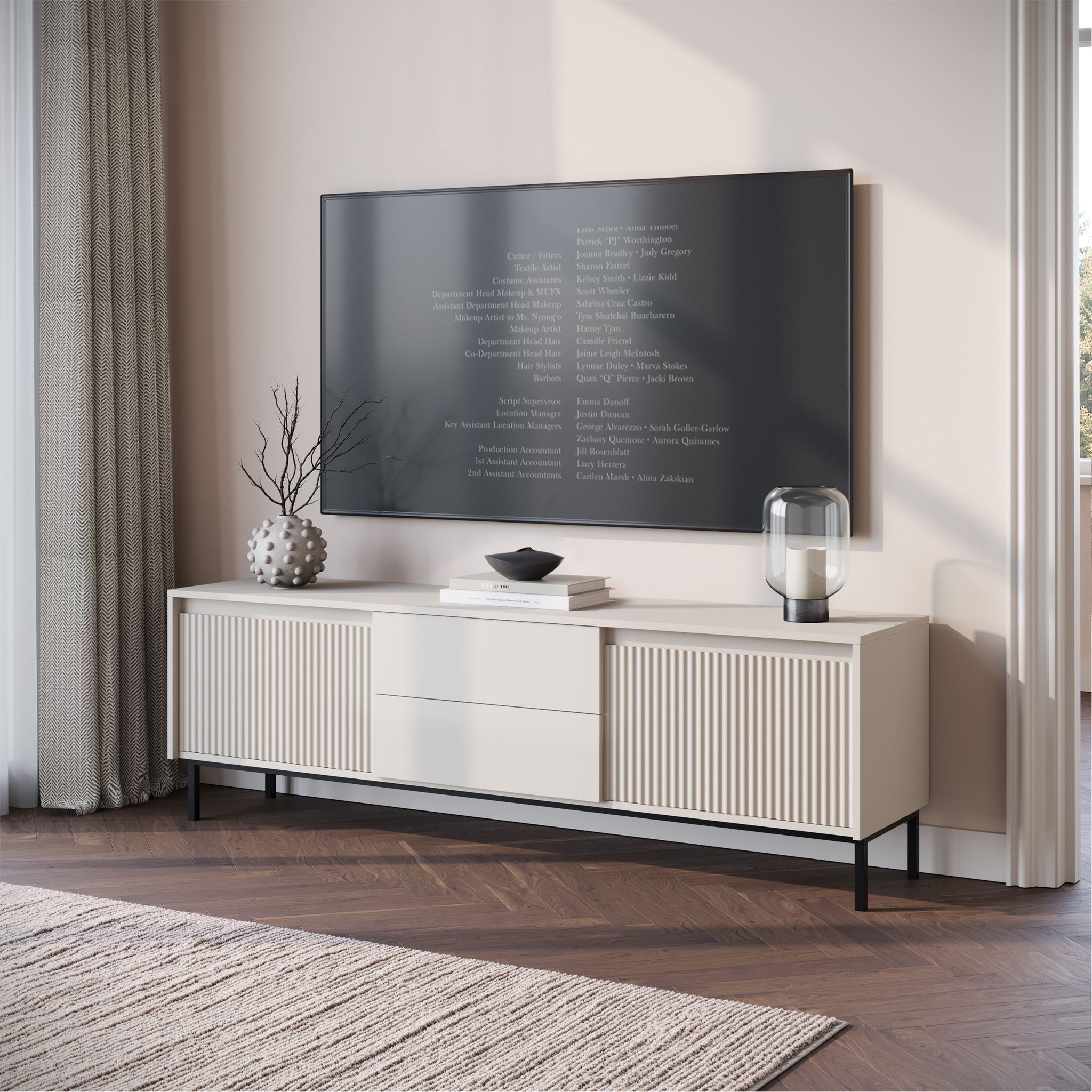 Orvana 2 - TV-Meubel met 2 deuren - Beige - 174x40x60 cm
