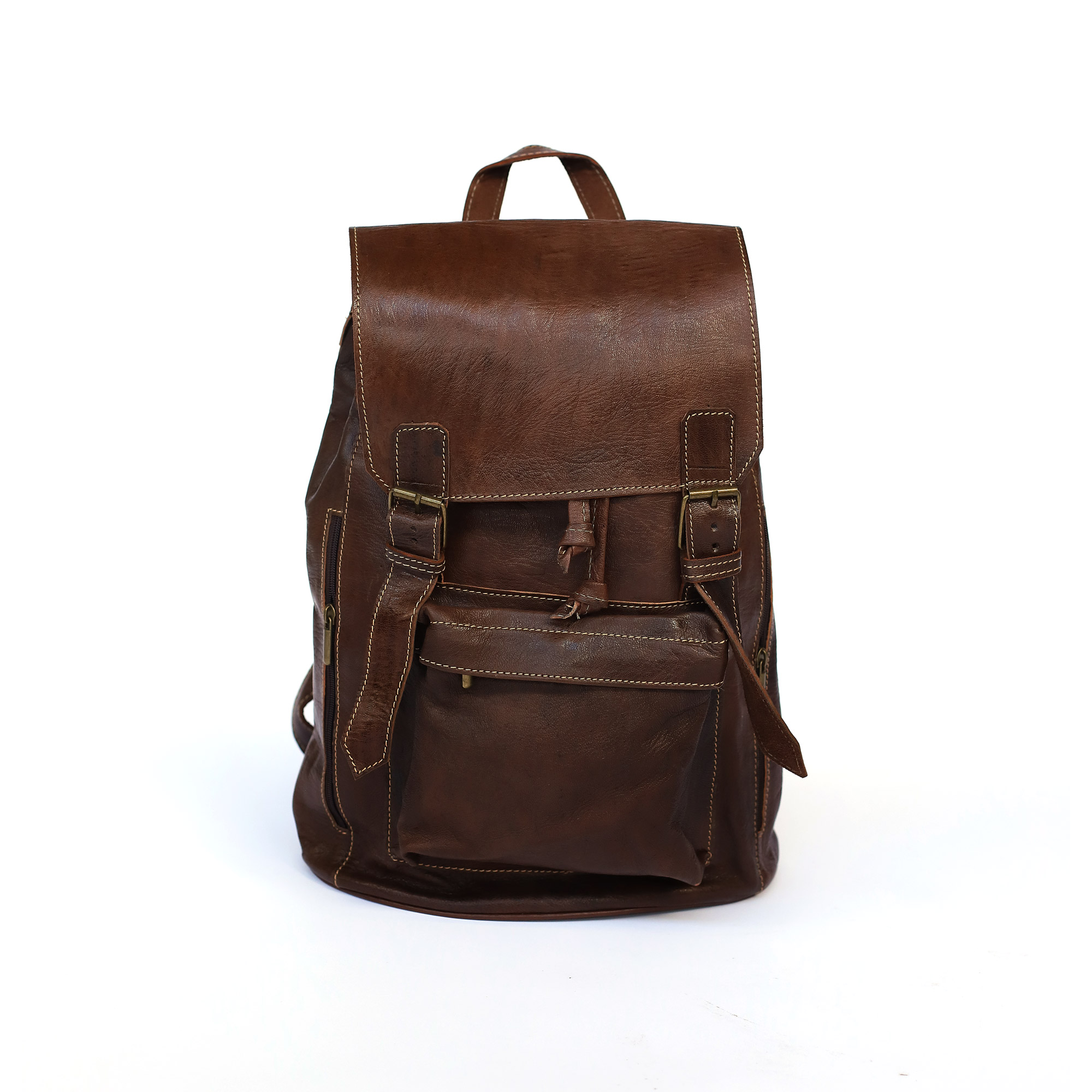 Rucksack aus Ziegenleder braun, H 40 cm, B 28 cm, L 12 cm günstig bestellen