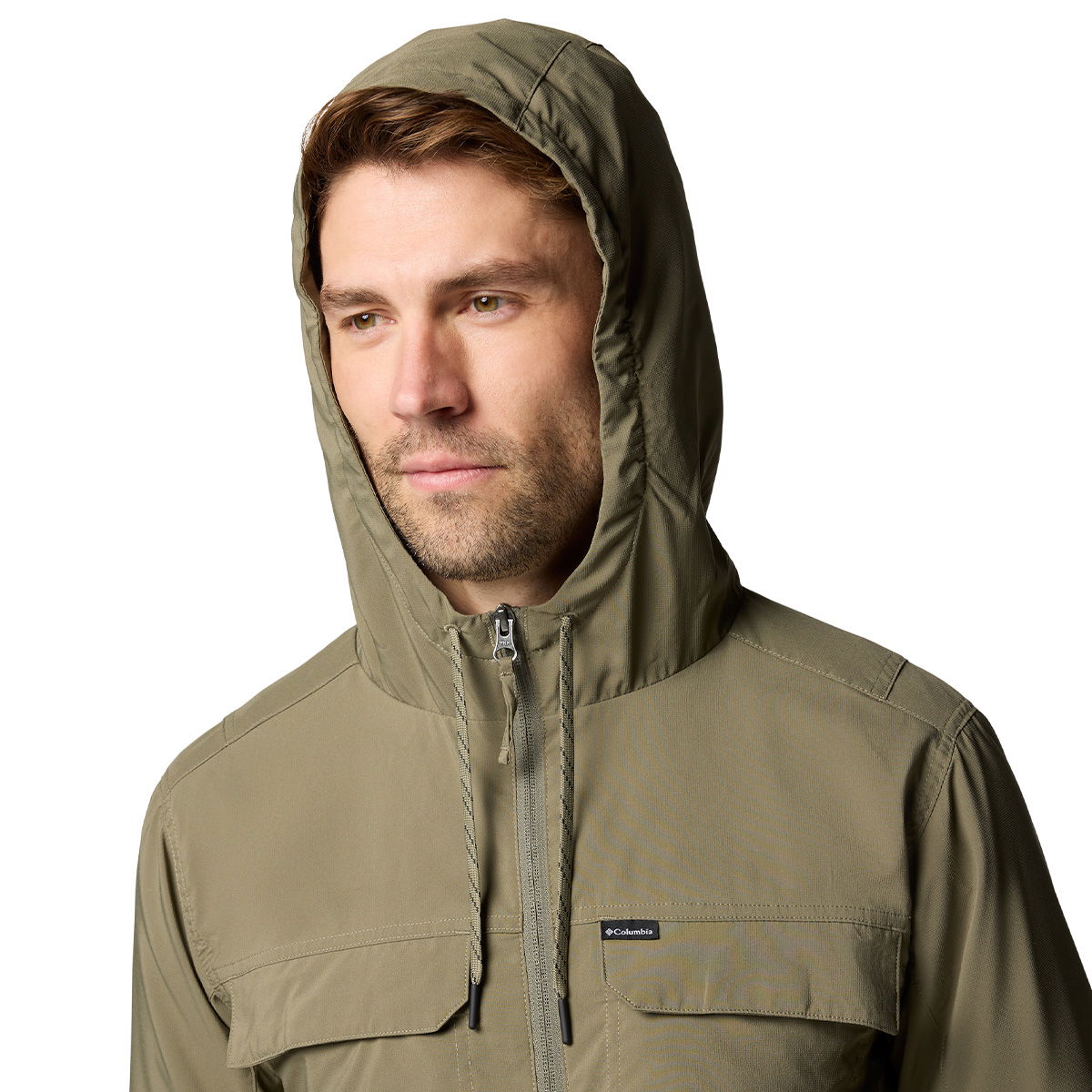Columbia Skien Valley Hooded LS Sommer- og myggejakke, herre (Stone Green)