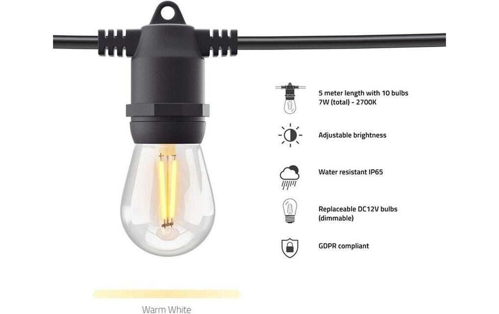 Hombli LED Gartenleuchte »String Light 5m Verlängerung« Warmweiss