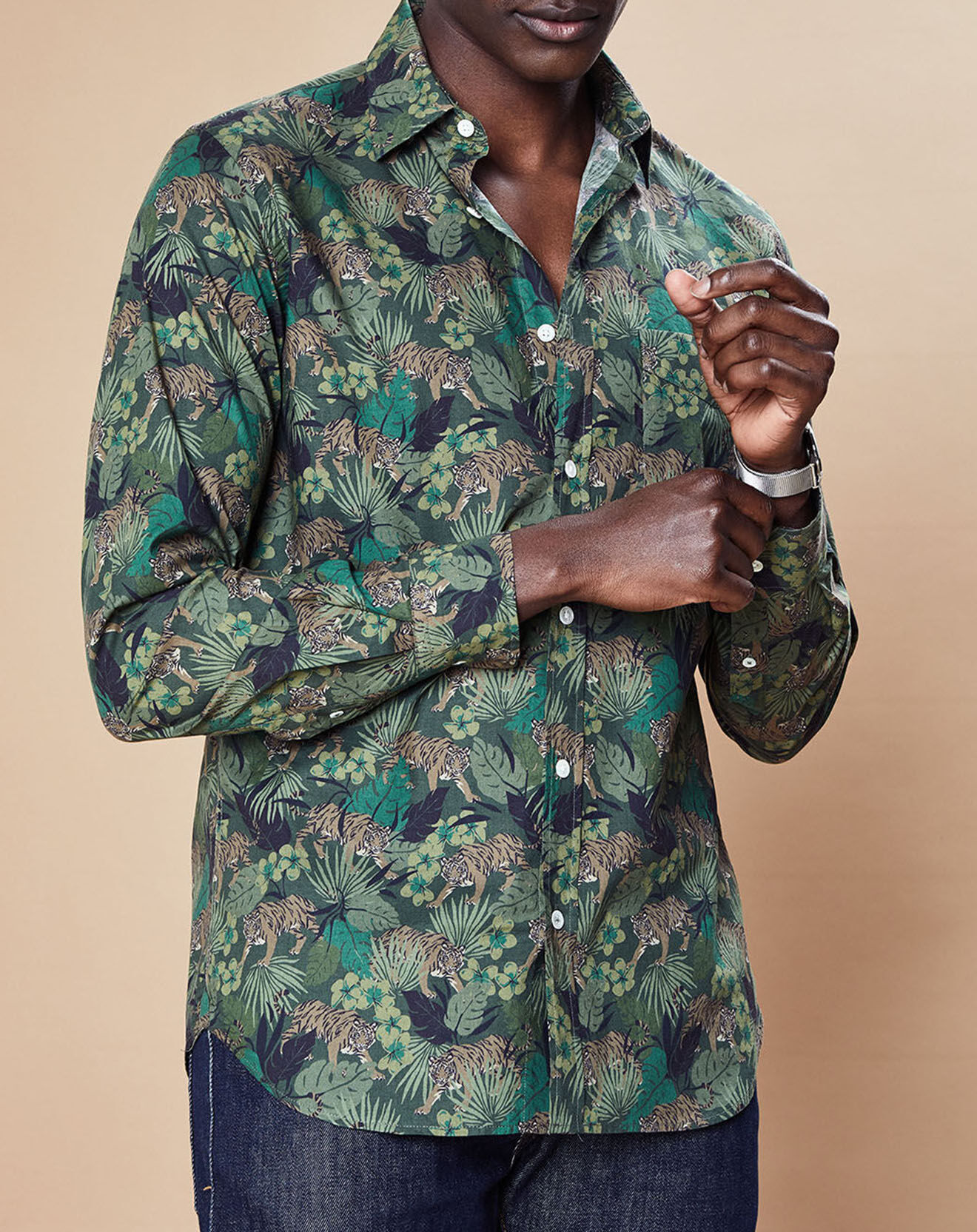 Hartford Chemise Slim Fit Storm imprimée jungle verte