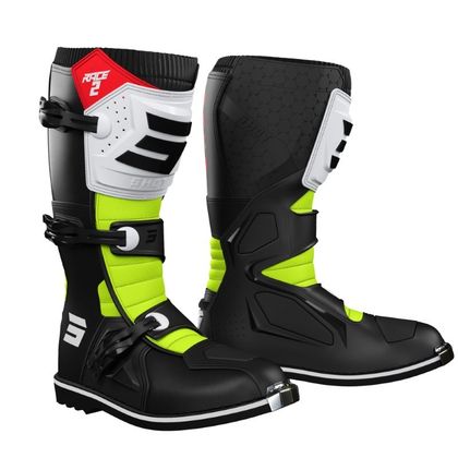 Bottes cross Shot RACE 2 - BLACK RED WHITE NEON YELLOW 2023 - Noir / Jaune