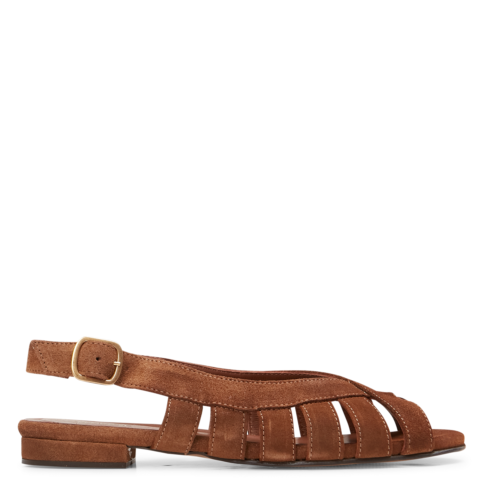 SOPHIE 20 - Sandales plates en cuir | Marron
