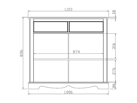 Buffet Vaisselier Pin Miel 4 Portes Style Anglais 6 Niches L 101 H 186 P 42 cm