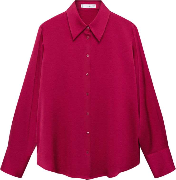 MANGO Satin finish flowy shirt Bright pink