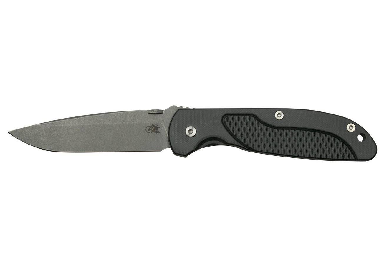 Rick Hinderer Firetac Spanto Acid Stonewash, Working Finish Grey Black G10, zakmes