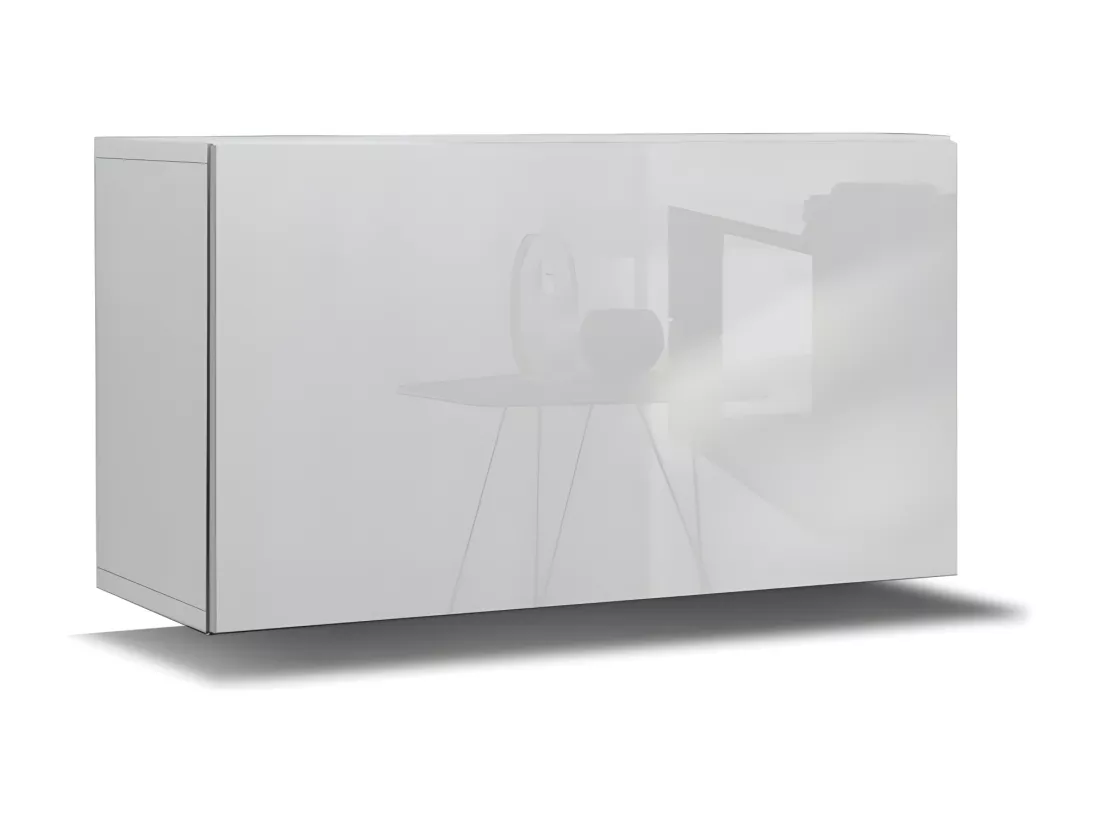 Meuble de salon blanc collection CEPTO, 1 porte, 1 étagère. Idéal pour un petit rangement dans le salon